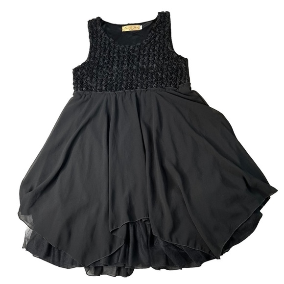 SECOND SKIN NYC Black Floral Sleeveless Asymmetrical Midi Dress Size M - Picture 7 of 16